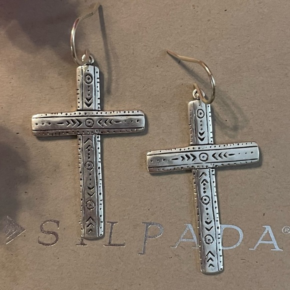 Silpada Cross ‘Ideal’ Sterling Silver Etched Engraved Earrings W3070 - Picture 6 of 13